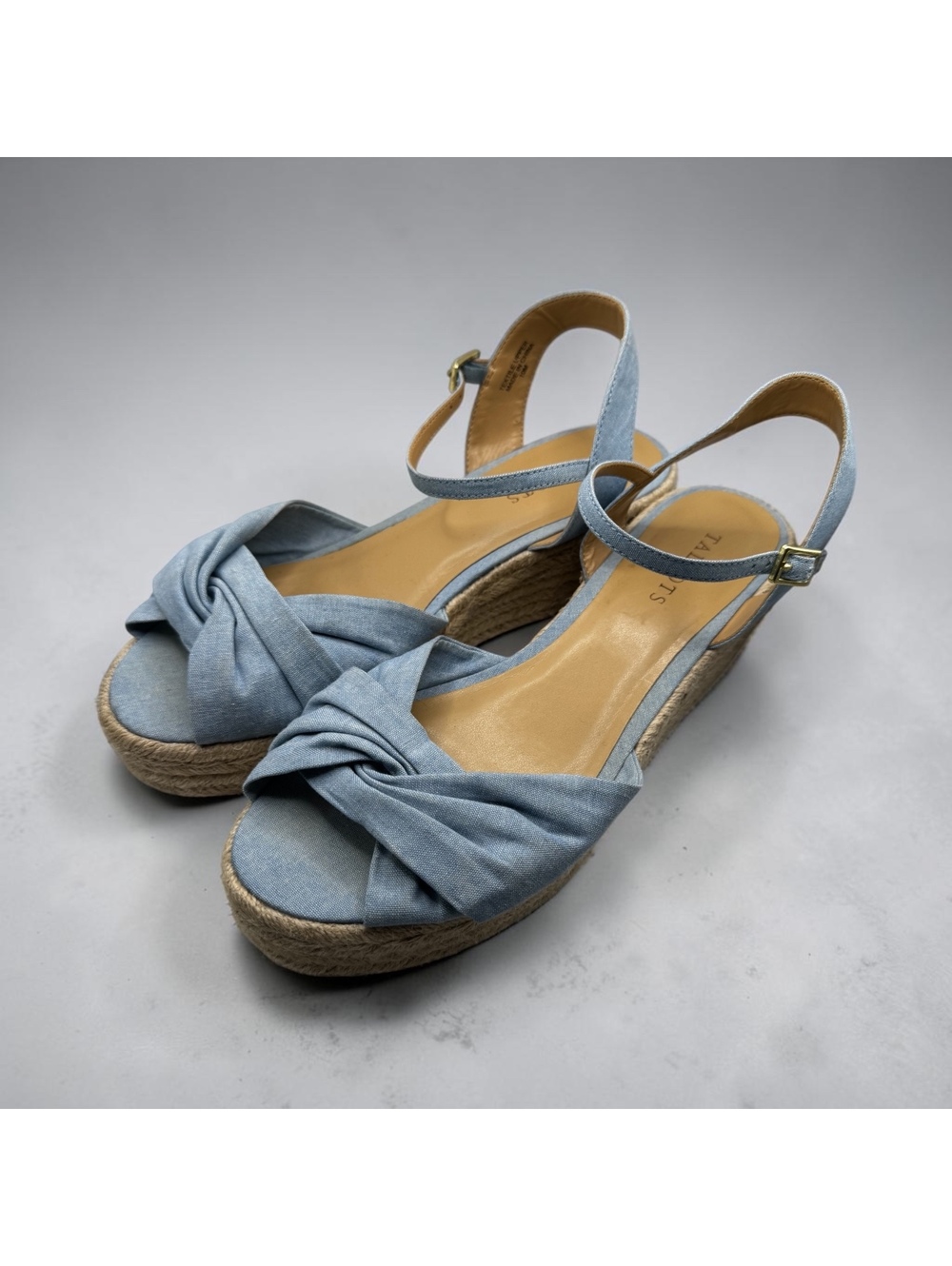 Talbots Chambray Blue Espadrille Wedge Sandals 10 M